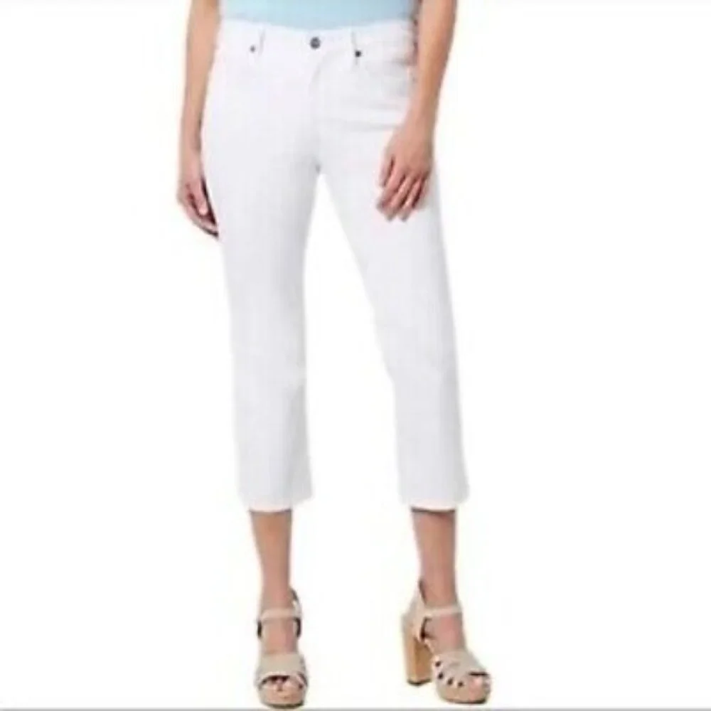 NYDJ Harper Crop Stretch Jeans in Optic White NEW Size 8